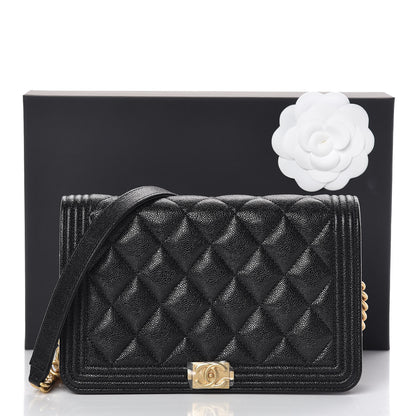 Chanel Caviar Quilted Boy Wallet On Chain WOC Black 15 of 15