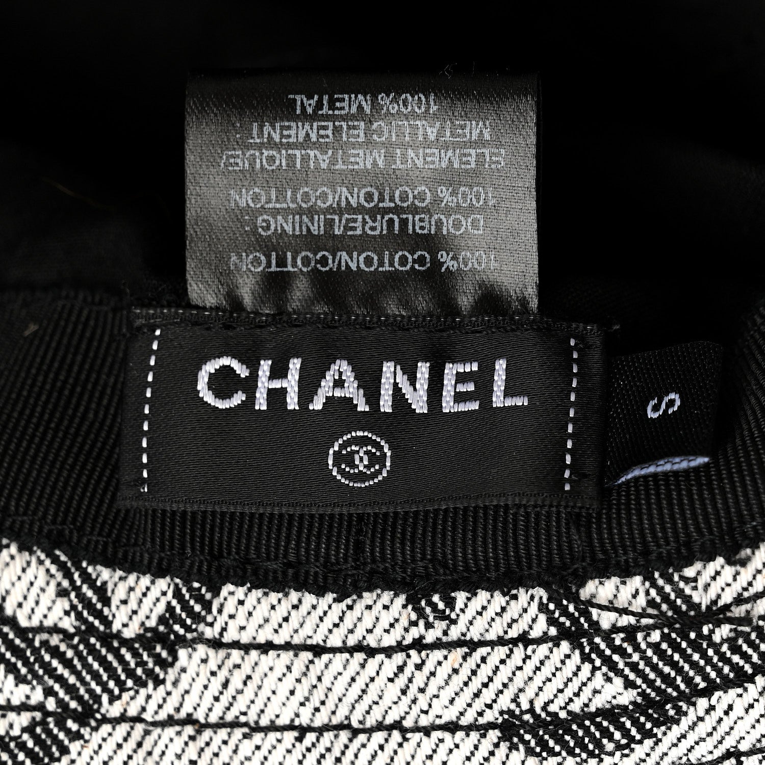 Chanel Denim CC Bucket Hat S White Black 8 of 9