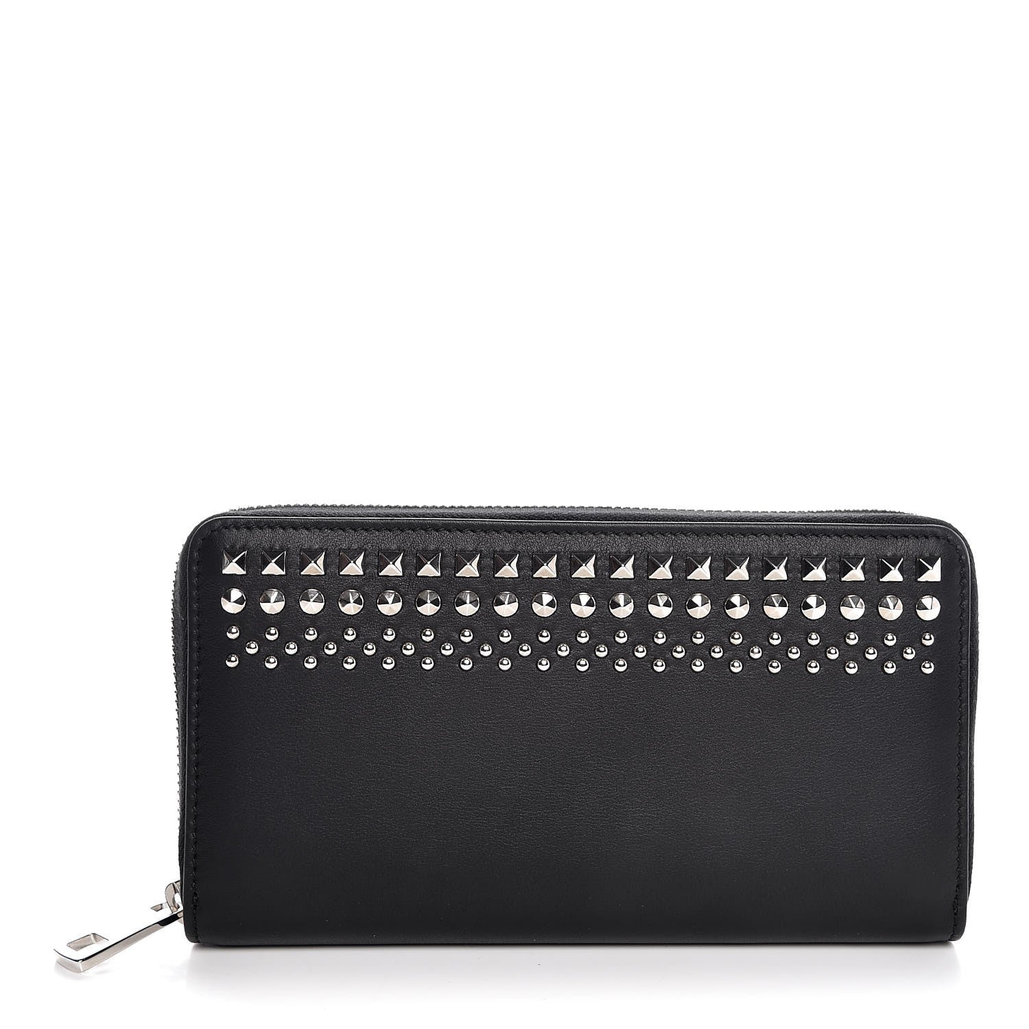 Gucci Calfskin Studded Zip Around Wallet Black 1 of 8