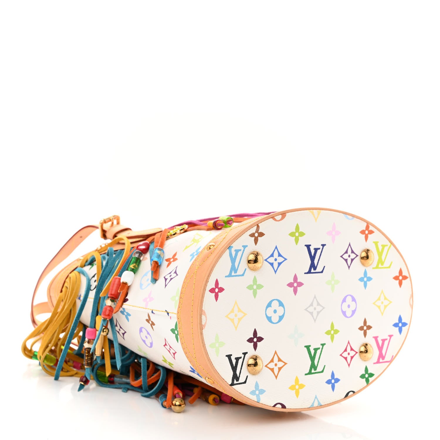 Louis Vuitton Monogram Multicolor Fringe Bucket White 4 of 10