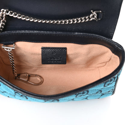 Gucci Monogram Multicolor Matelasse Diagonal Super Mini GG Marmont Shoulder Bag Light Blue 5 of 9