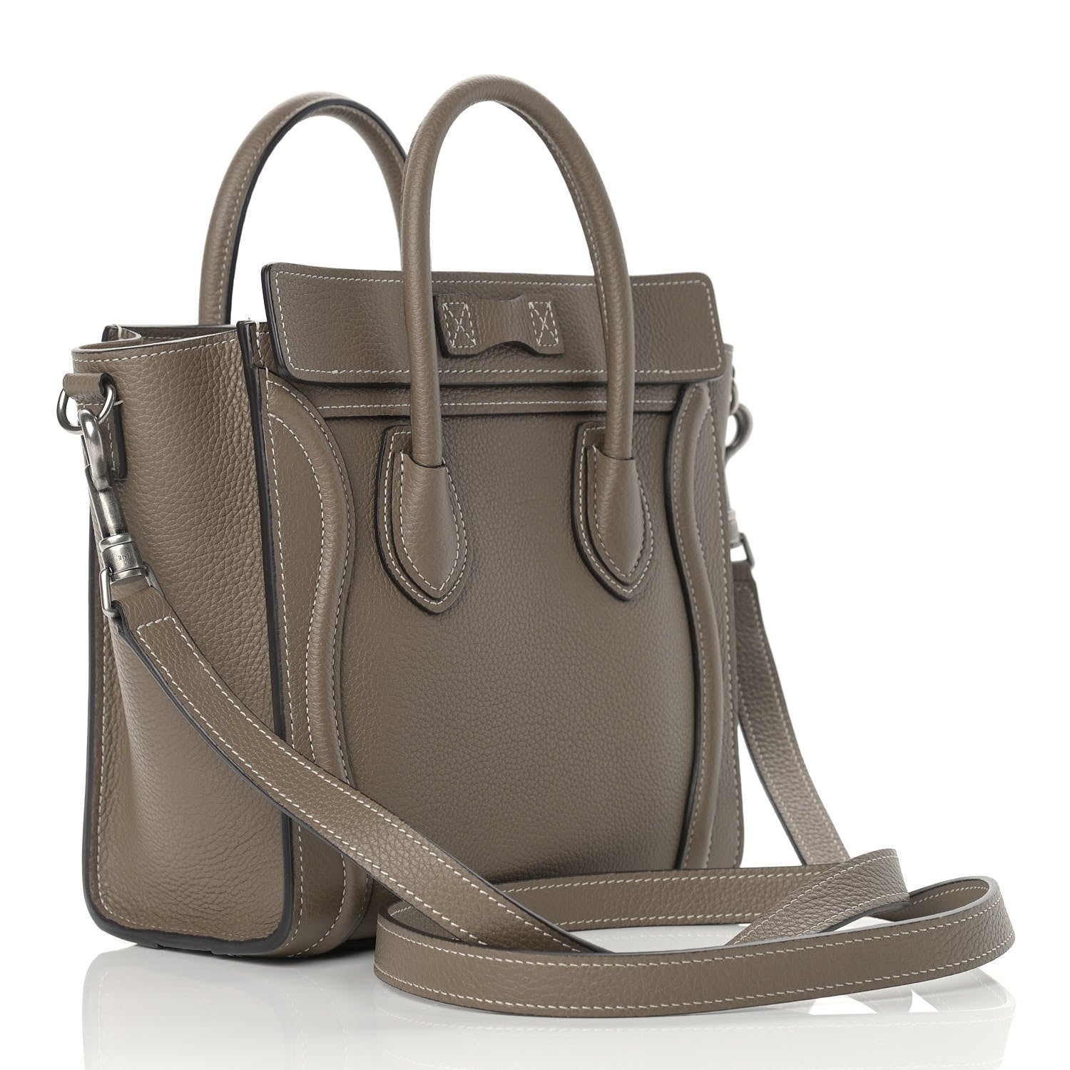 Celine Drummed Calfskin Nano Luggage Souris 3 of 11