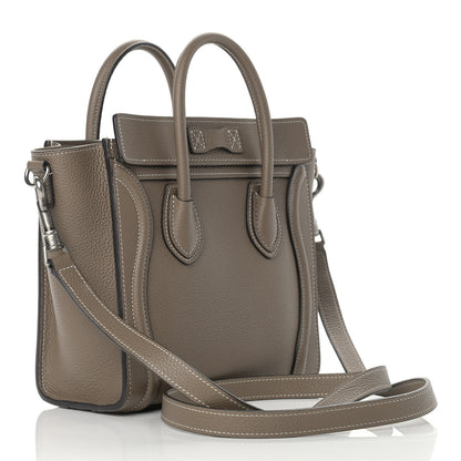 Celine Drummed Calfskin Nano Luggage Souris 3 of 11