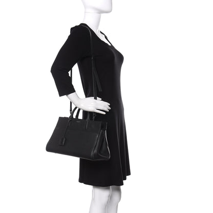 Saint Laurent Grained Calfskin Small Cabas Rive Gauche Black 2 of 14