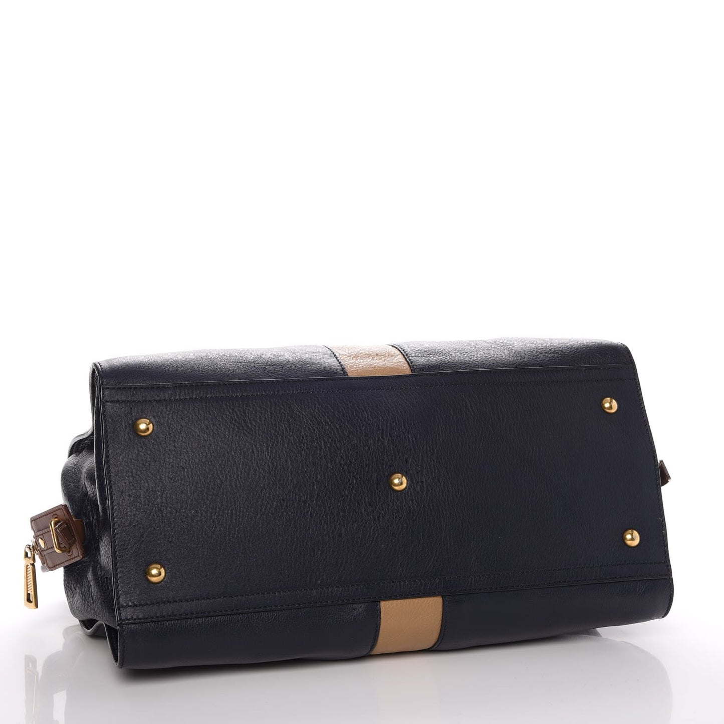 Calfskin Medium Tri-color Cabas Chyc Navy Mushroom
