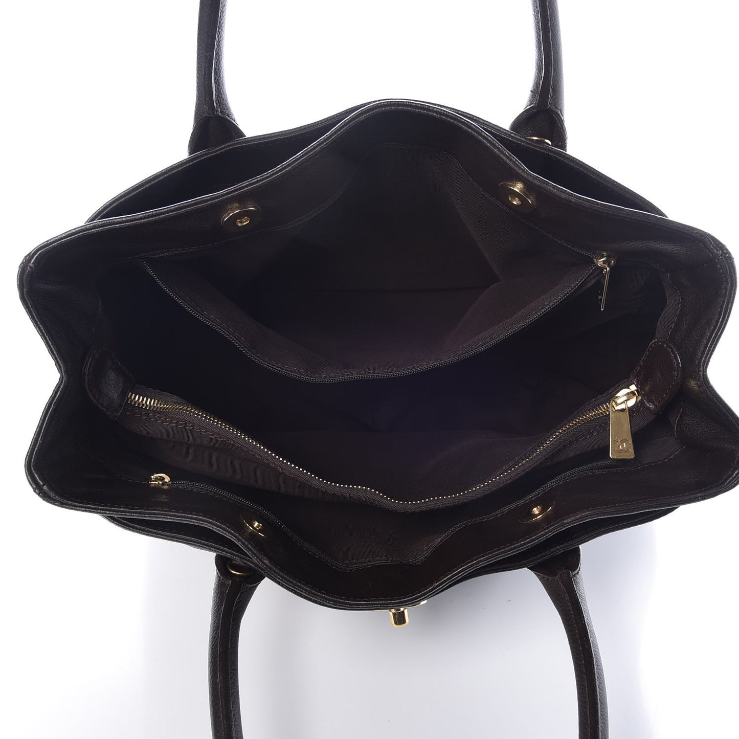 Calfskin Cerf Executive Shopper Tote Dark Brown
