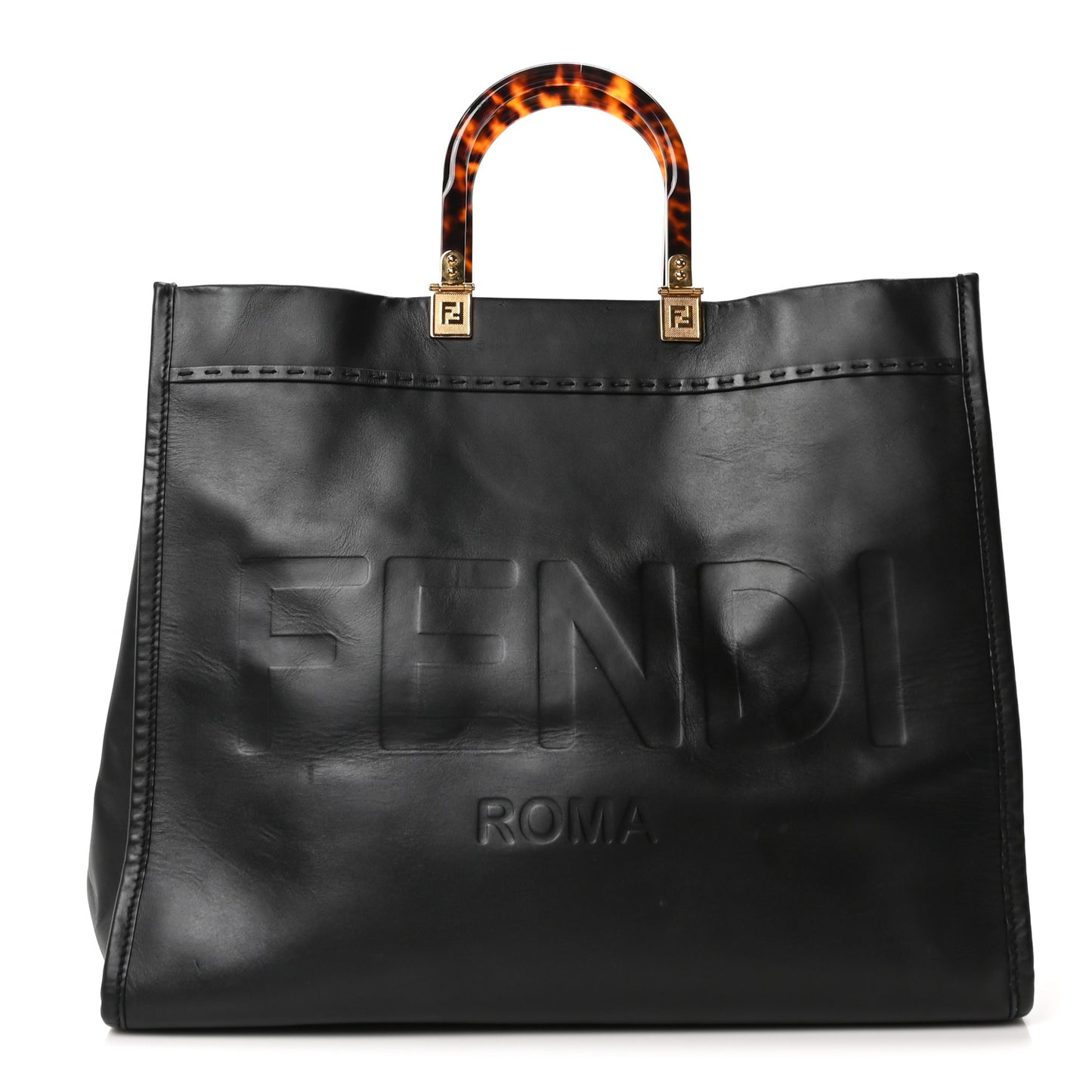 Vitello King Plexiglass Large Fendi Sunshine Shopper Tote Black