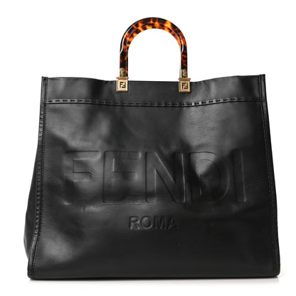 Fendi Vitello King Plexiglass Large Fendi Sunshine Shopper Tote Black 1 of 9