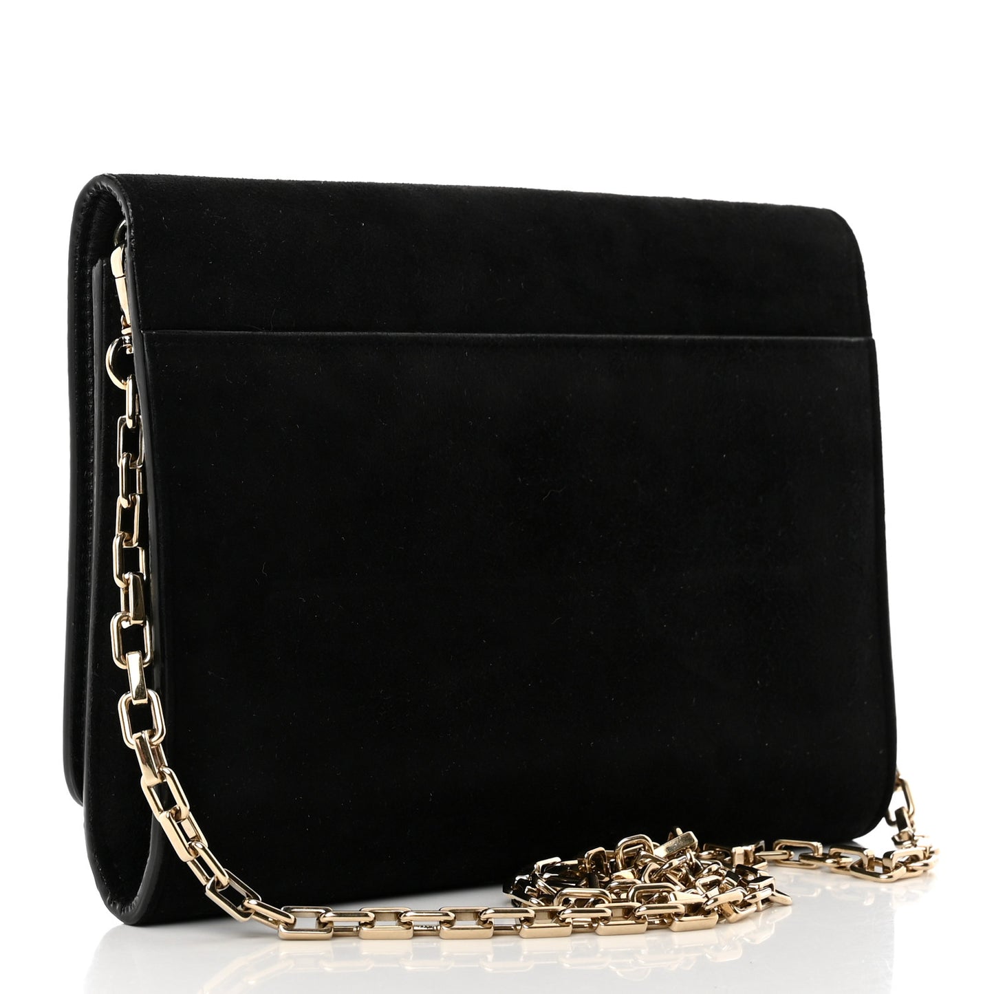 Suede Varenne Chain Clutch Black