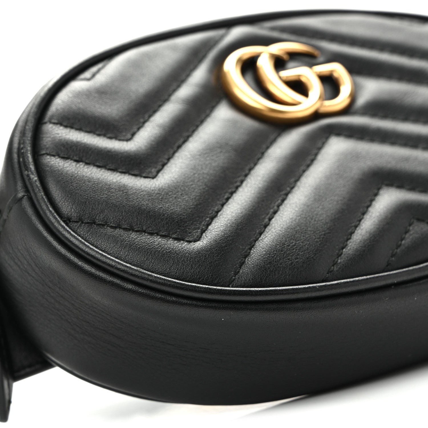 Gucci Calfskin Matelasse GG Marmont Belt Bag 75 30 Black 9 of 10