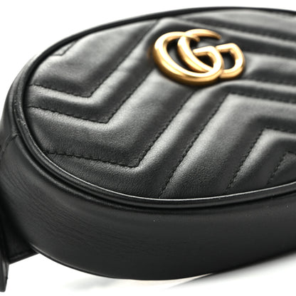 Gucci Calfskin Matelasse GG Marmont Belt Bag 75 30 Black 9 of 10