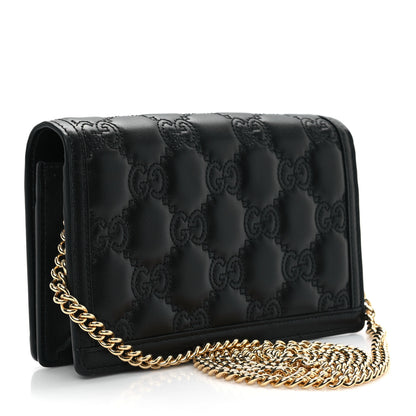Gucci Calfskin GG Matelasse Chain Wallet Black 3 of 12