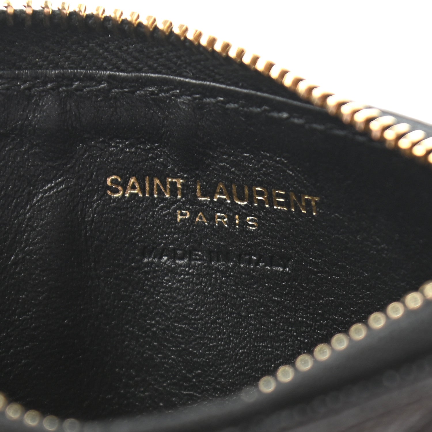 Saint Laurent Grain De Poudre Matelasse Chevron Monogram Fragments Zippered Card Case Black 6 of 8