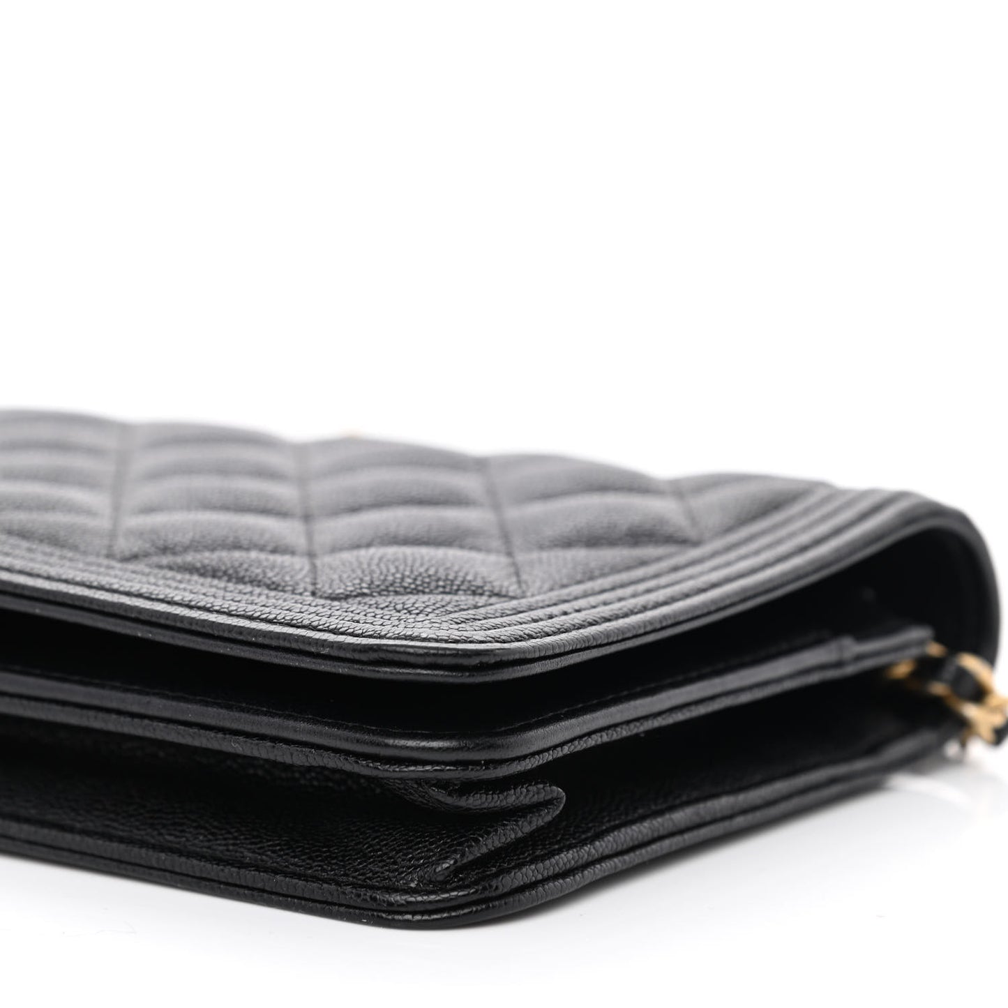 Caviar Quilted Boy Wallet On Chain WOC Black