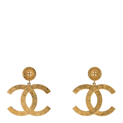 Chanel Metal Large Paris Button Earrings Gold 1 of 4