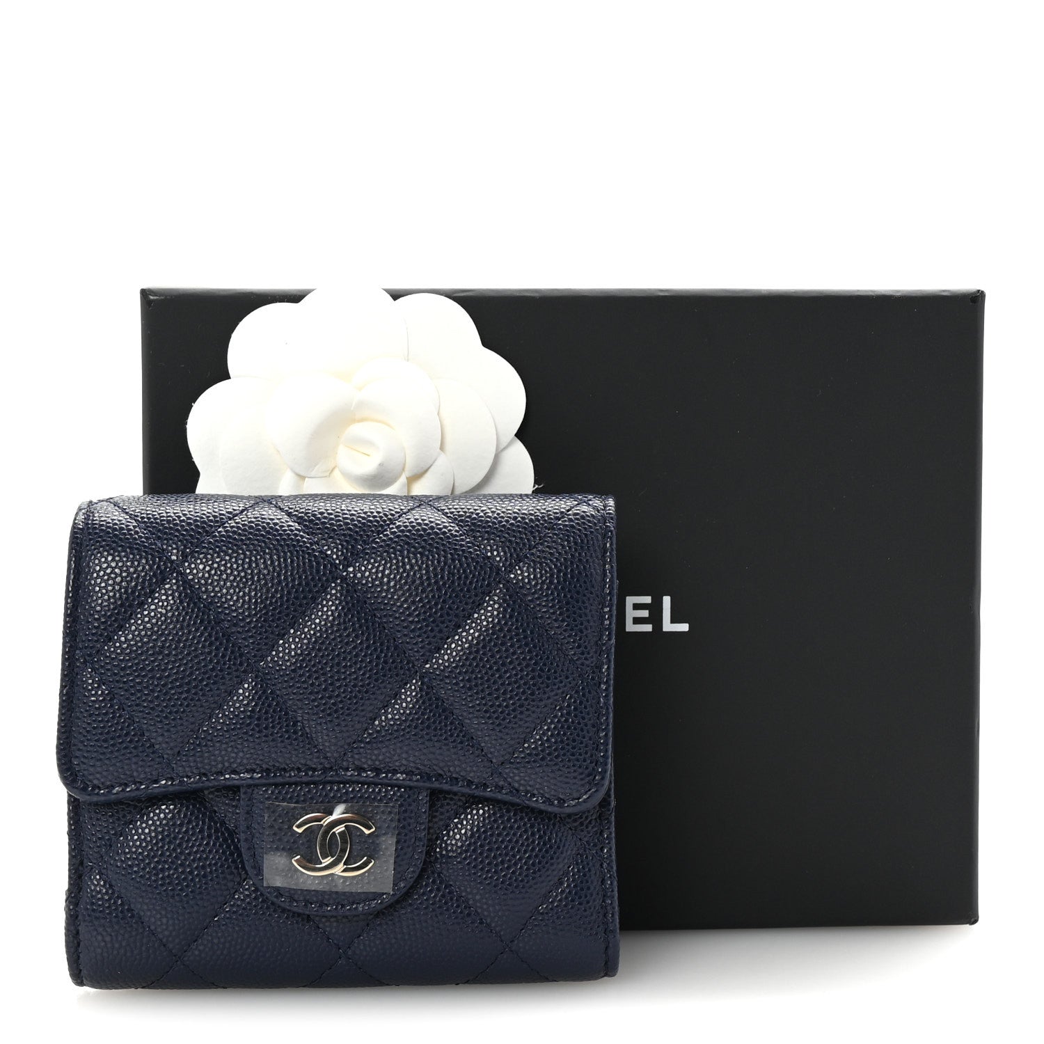 Chanel Caviar Quilted Compact Flap Wallet Navy 9 of 9