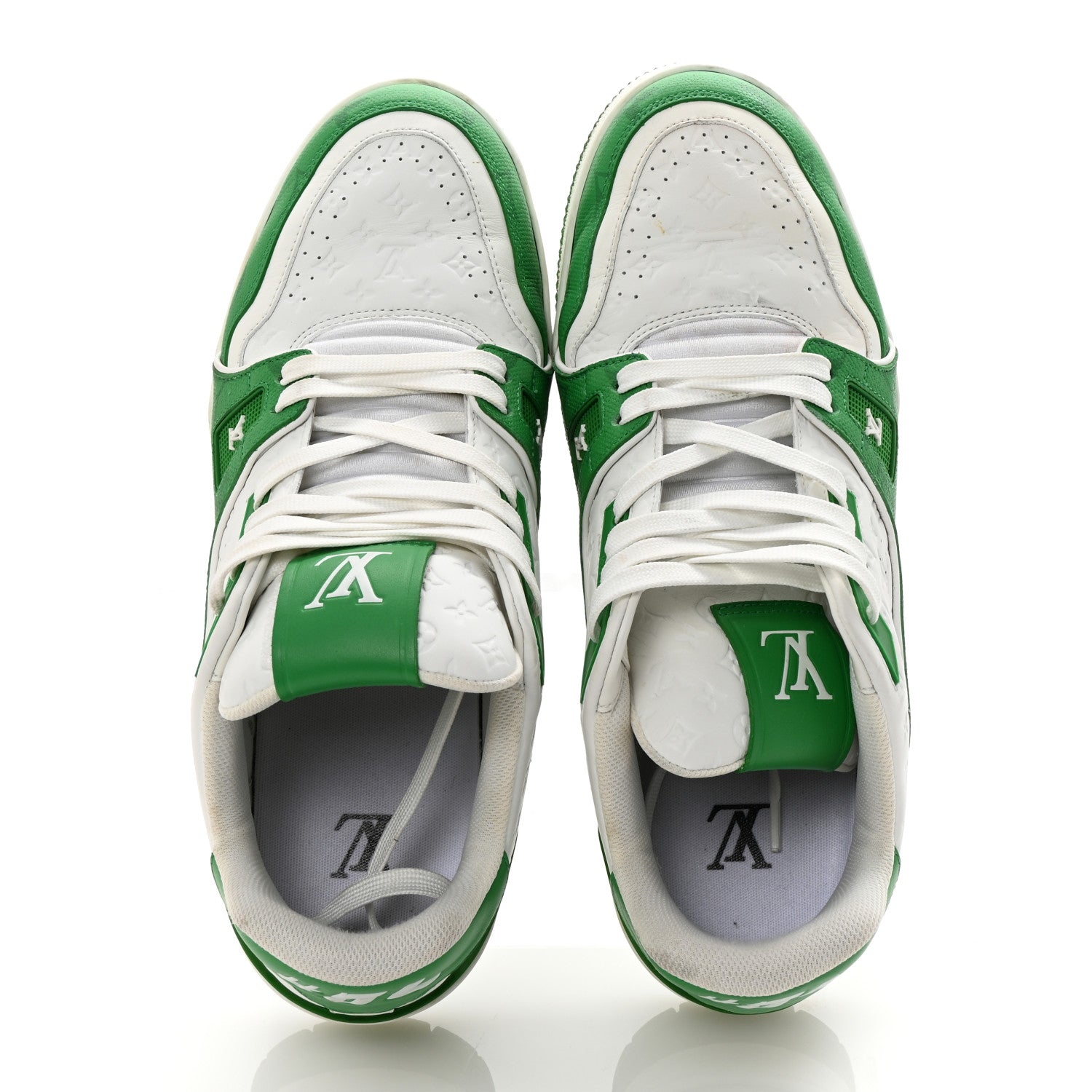 Louis Vuitton Calfskin Monogram Mens LV Trainer Sneakers 8 Green 2 of 9