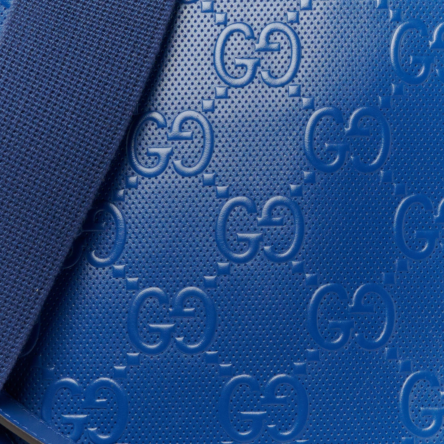 Gucci Calfskin GG Tennis Embossed Medium Wristlet Messenger Bag Intense Metal Blue 9 of 11