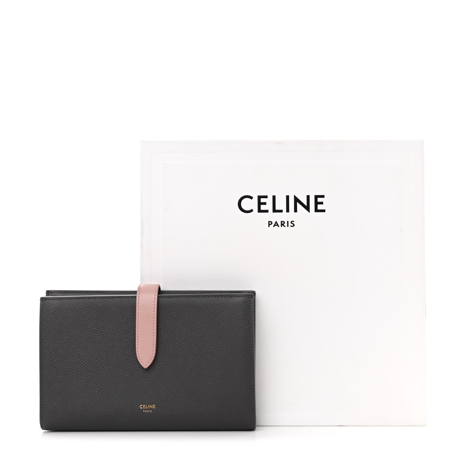 Celine Grained Calfskin Large Multifunction Strap Wallet Grey Vintage Pink 8 of 8