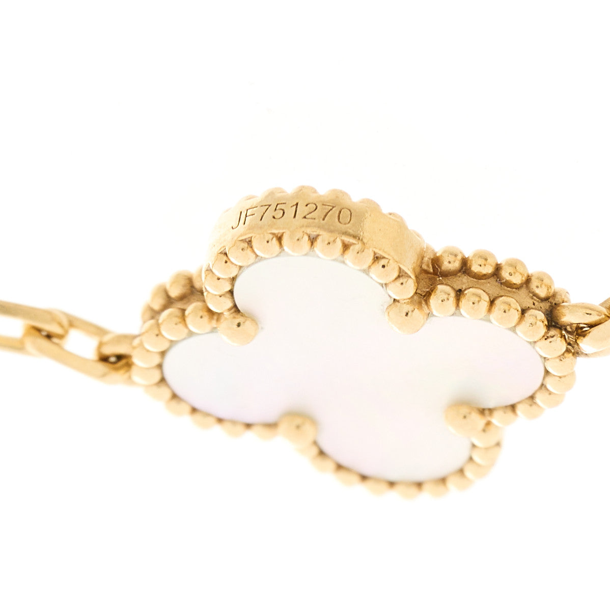 18K Yellow Gold Mother of Pearl 5 Motifs Vintage Alhambra Bracelet