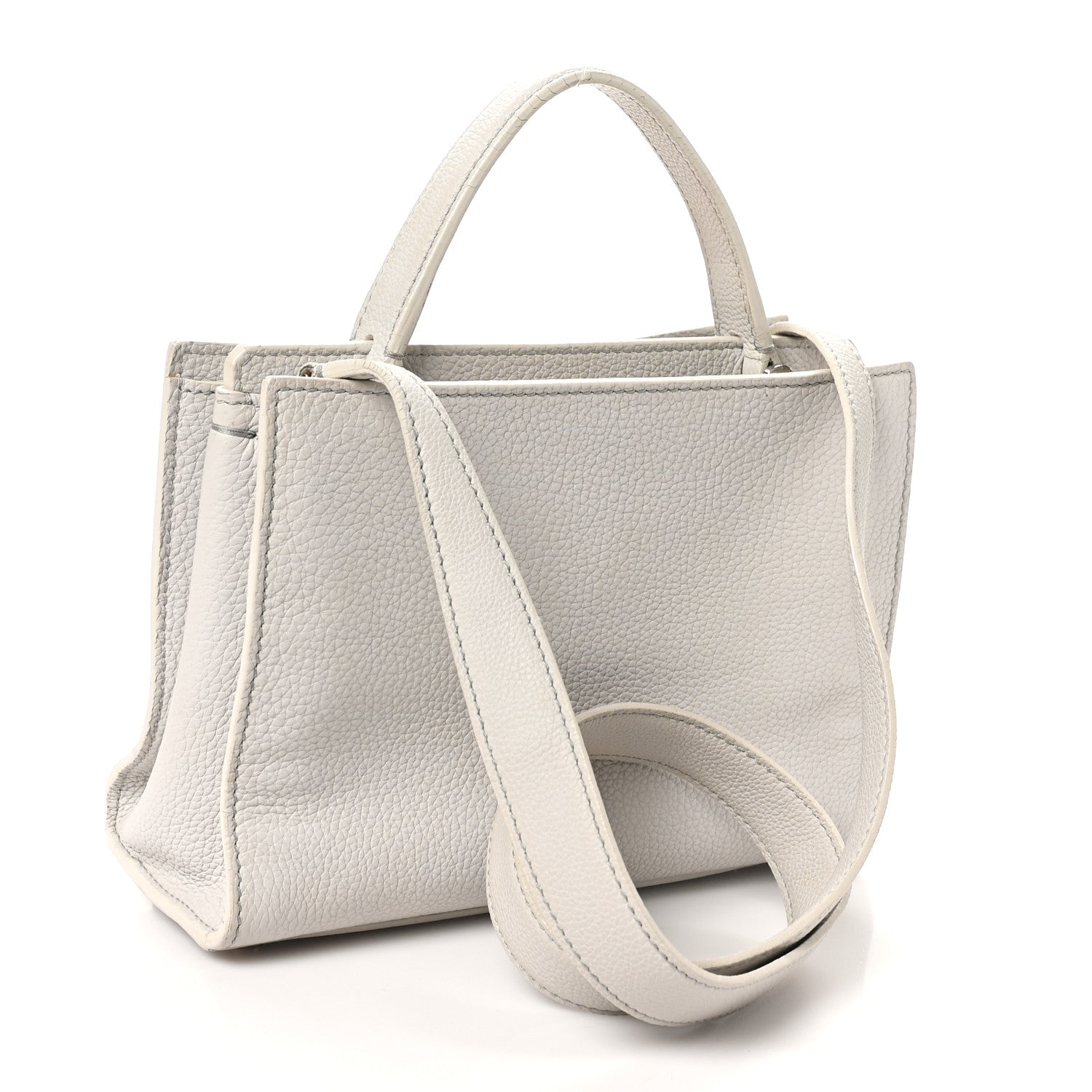Loro Piana Grained Calfskin Cluisee Petite Odessa Shoulder Bag Grey 2 of 11