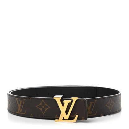 Louis Vuitton Calfskin Monogram 30mm LV Initiales Reversible Belt 80 32 Black 1 of 5