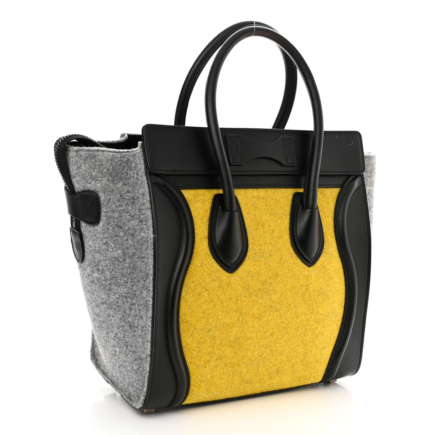 Felt Smooth Calfskin Micro Tri-Color Luggage Black Yellow