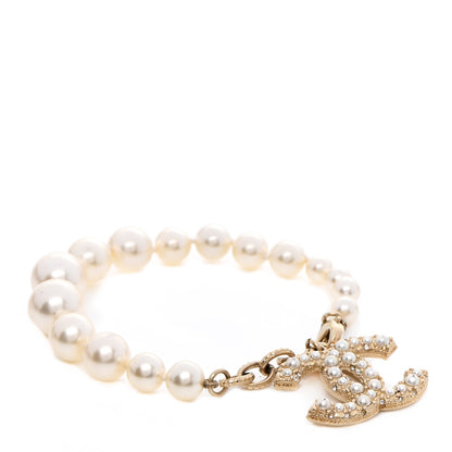 Chanel Graduated Pearl Crystal CC Bracelet Gold 1 of 5