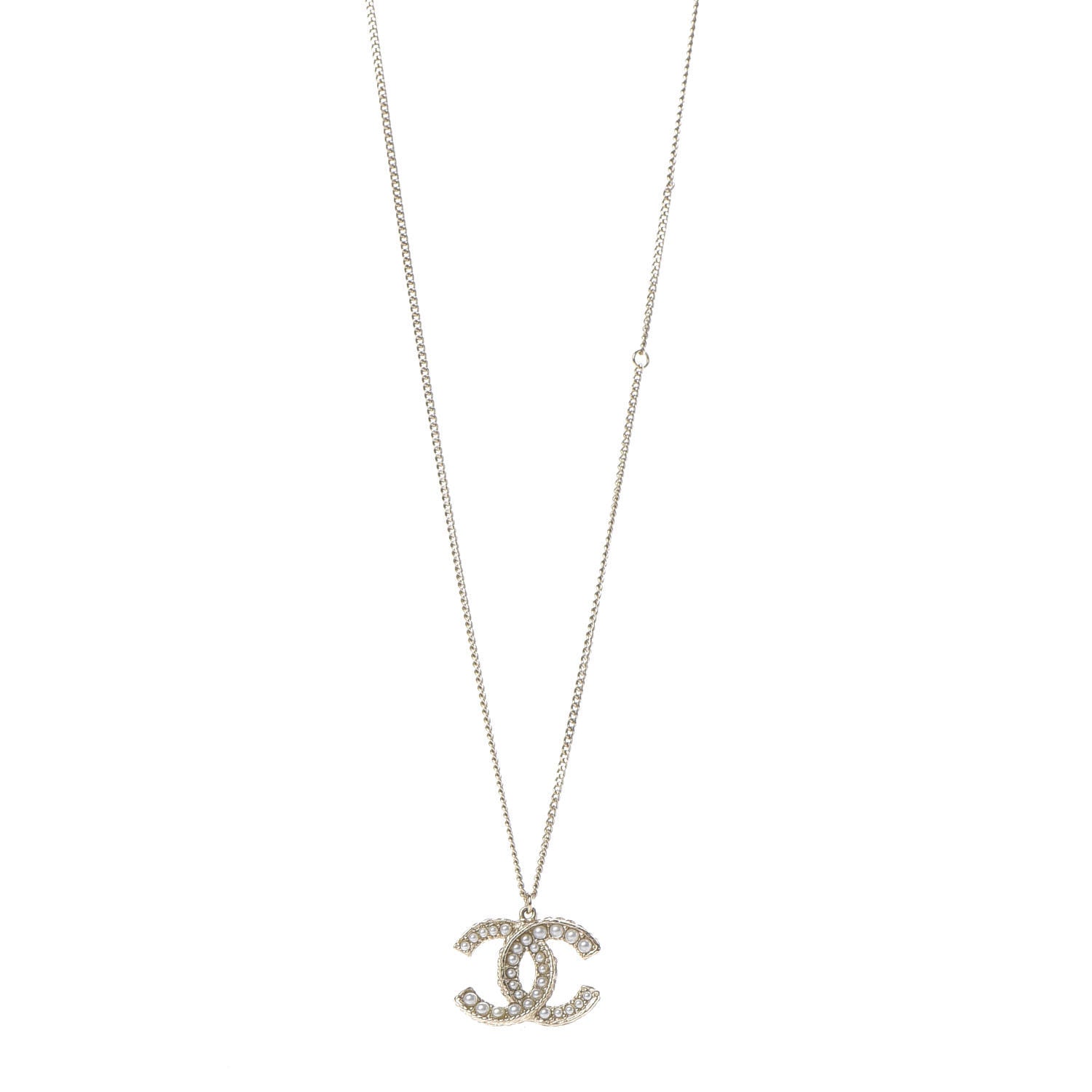 Chanel Pearl CC Pendant Necklace Gold 3 of 5