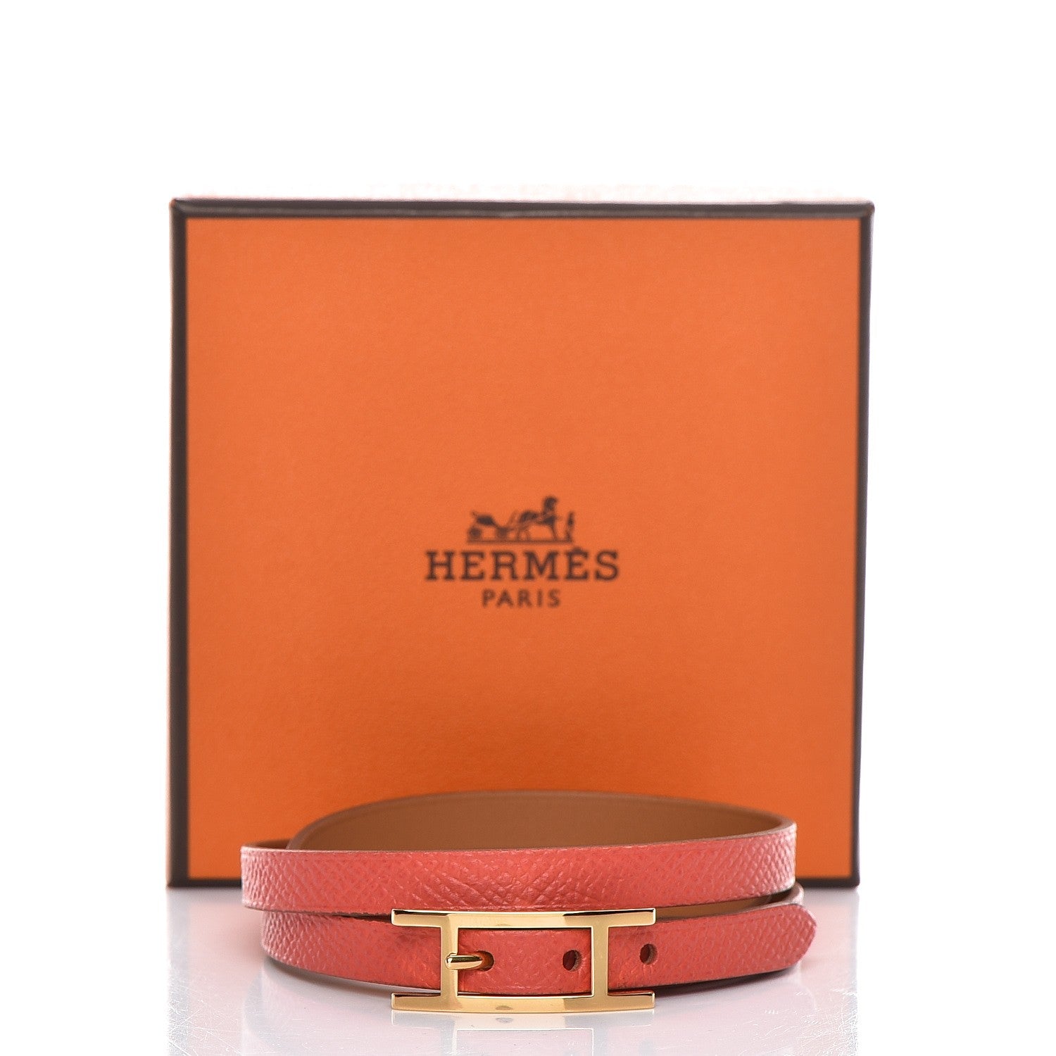 Hermes Epsom Hapi 3 MM Triple Tour Wrap Bracelet M Rose Jaipur 3 of 5