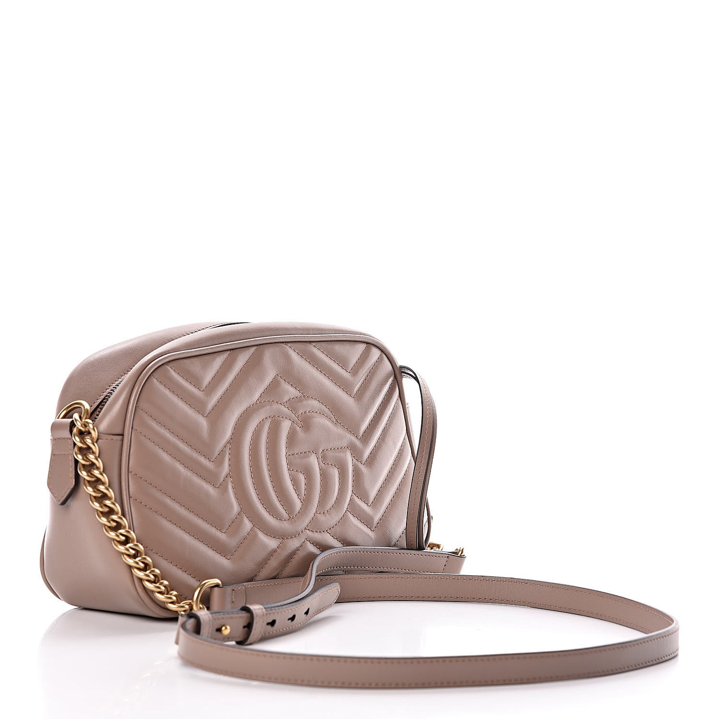 Calfskin Matelasse Small GG Marmont Chain Shoulder Bag Porcelain Rose