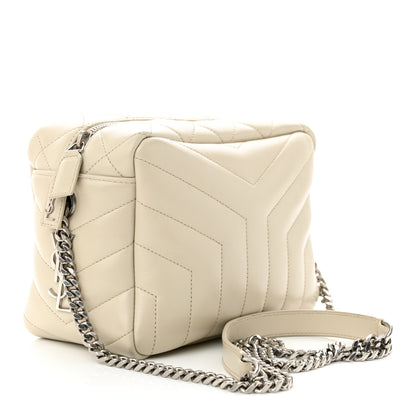 Saint Laurent SAINT LAURENT Calfskin Y Quilted Monogram Small Loulou Bowling Bag Ivory 3 of 12
