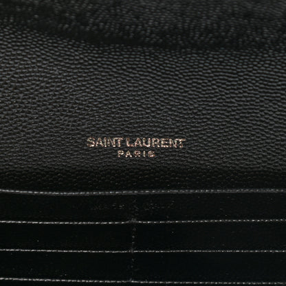 Saint Laurent Grain De Poudre Matelasse Chevron Monogram Flap Wallet Black 6 of 9