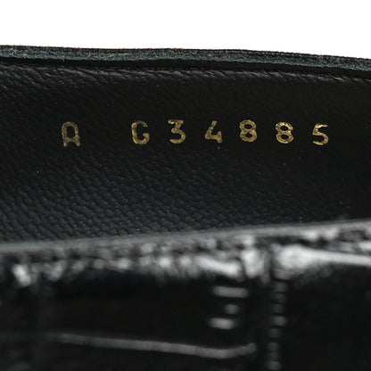 Chanel Crocodile Embossed Crumpled Patent Cap Toe Pumps 35.5 Black 6 of 8