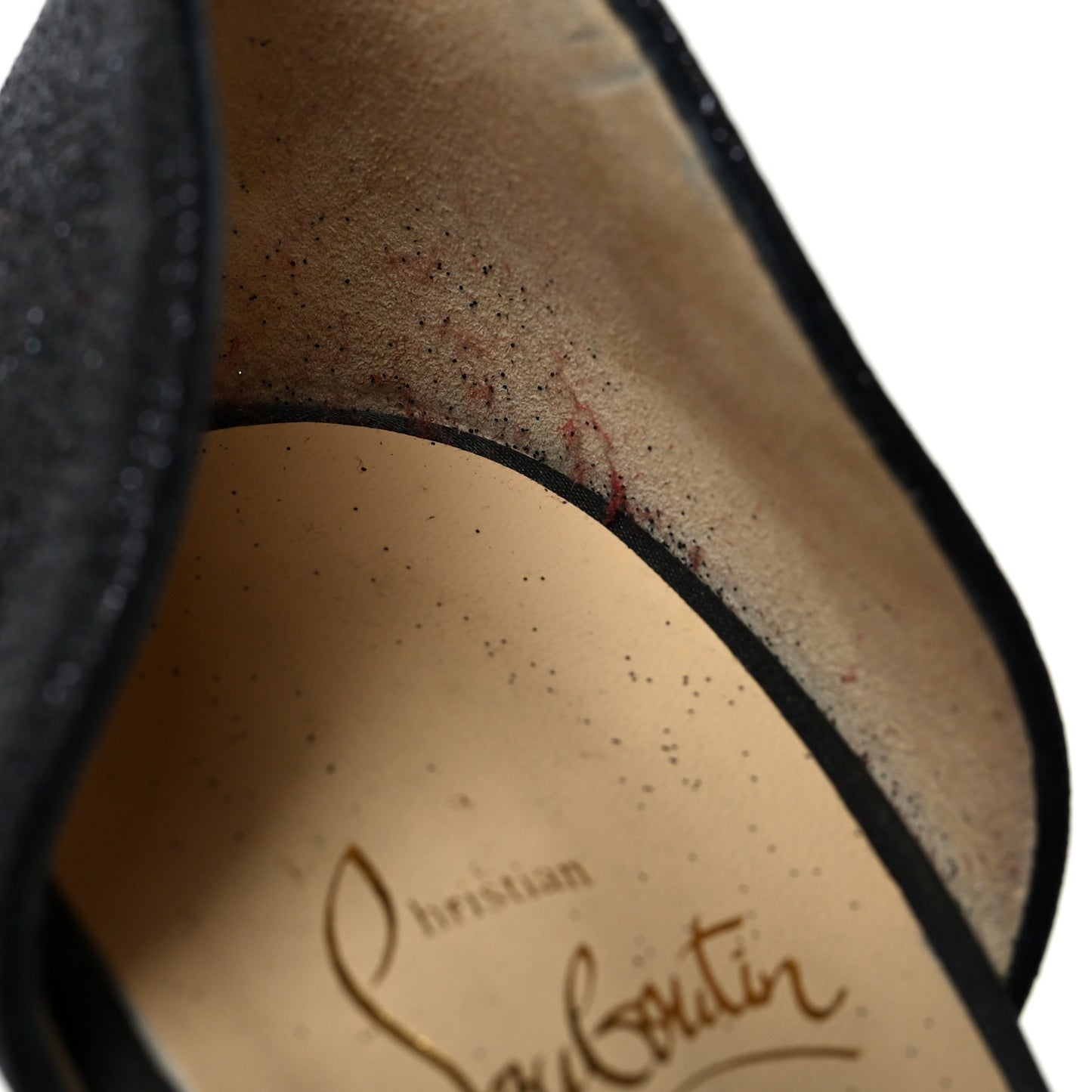 Metallic Calfskin Satin Glitter Ambertina 150 Platform 41 Black