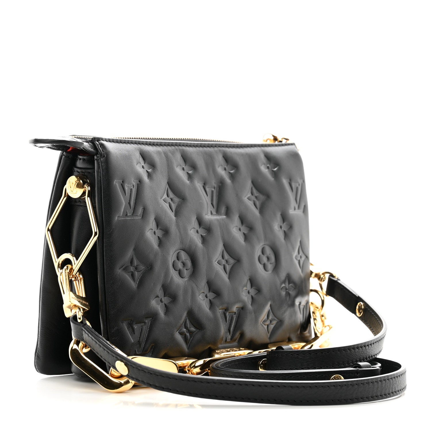 Louis Vuitton Lambskin Embossed Monogram Coussin BB Black 3 of 9