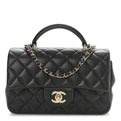 Chanel Lambskin Quilted Mini Top Handle Rectangular Flap Black 1 of 10