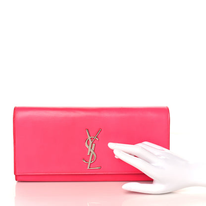 Saint Laurent Calfskin Classic Monogram Cassandre Clutch Lipstick Fuchsia 2 of 7