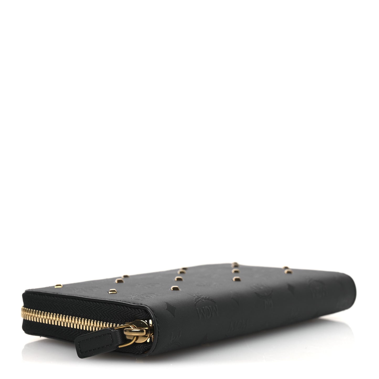 Odeon Studded Large Zip Around Wallet  Black