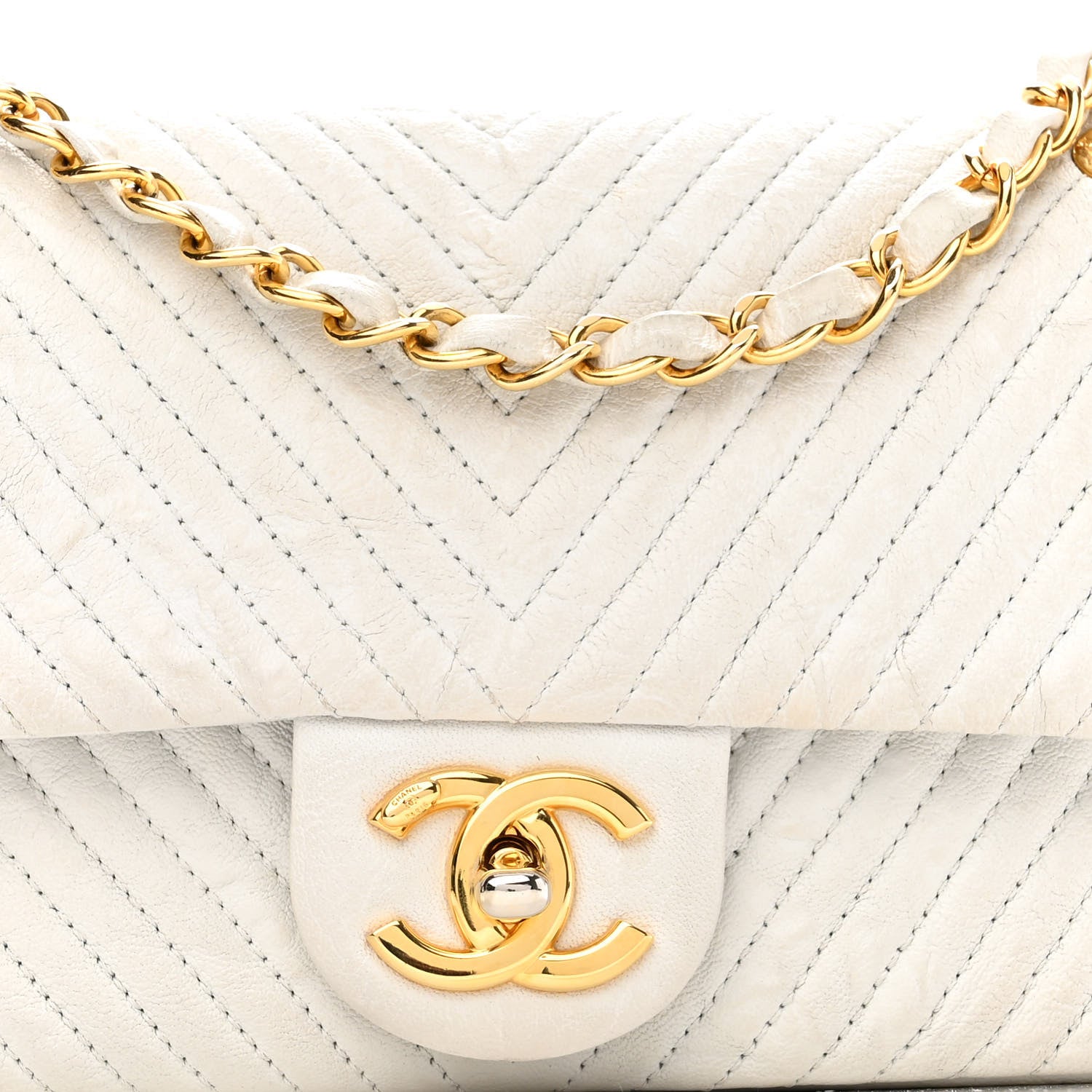Chanel Calfskin Surpique Chevron Small Flap White 8 of 14