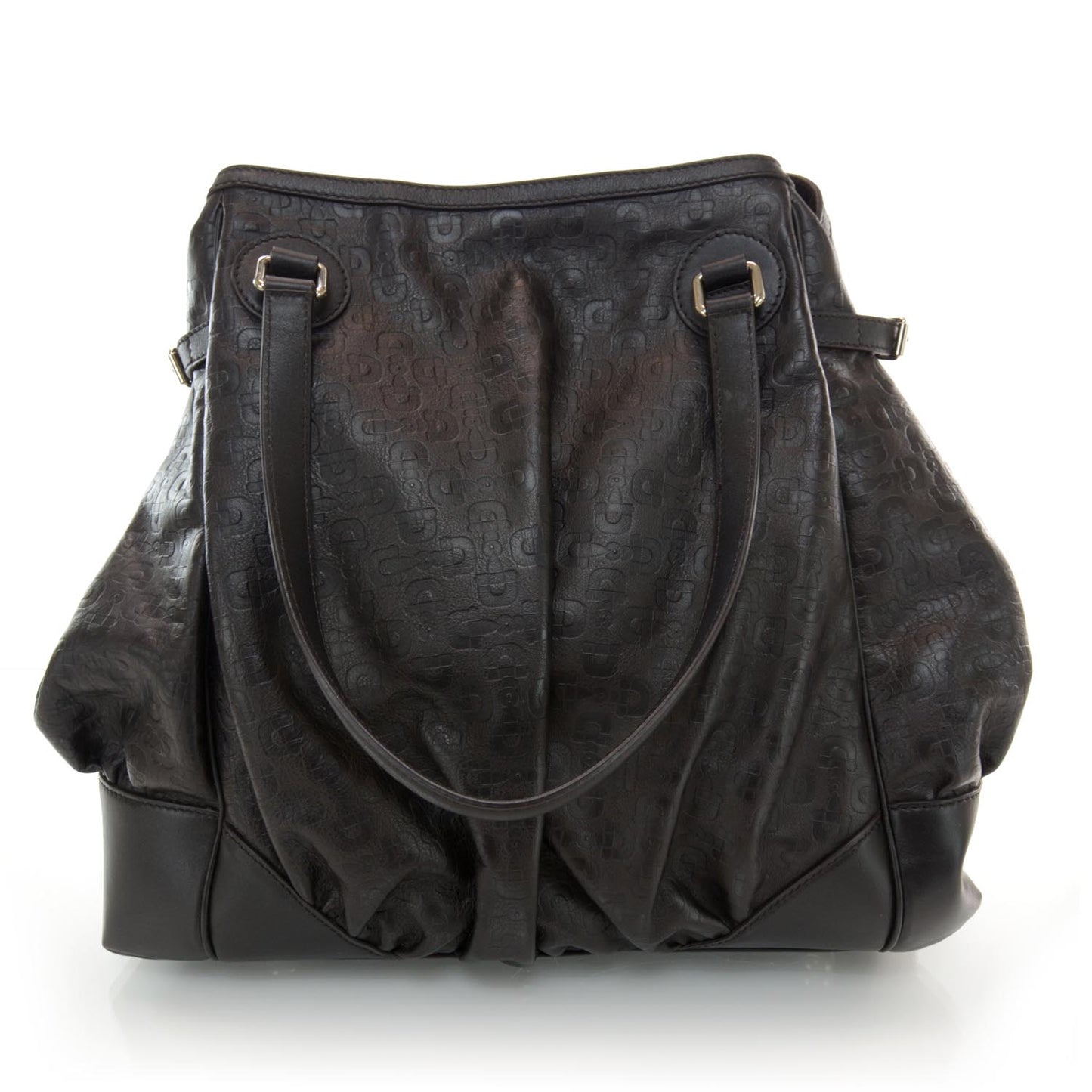 Horsebit Embossed Full Moon Tote Brown