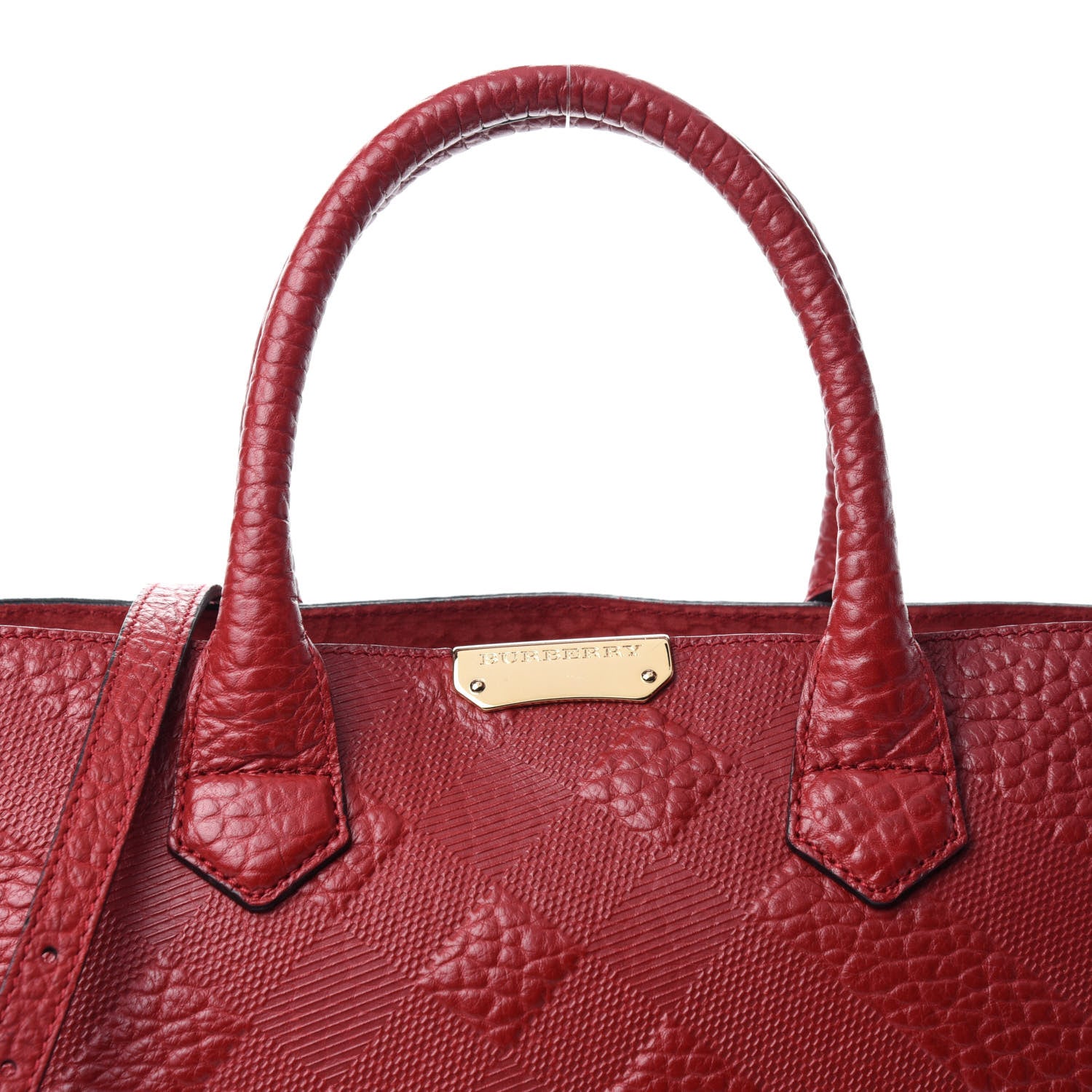 Burberry Heritage Grain Check Embossed Medium Dewsbury Tote Military Red 11 of 11