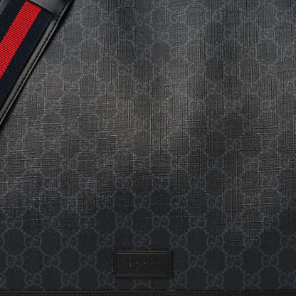 Gucci GG Supreme Monogram Web Messenger Diaper Bag Black Grey 9 of 12
