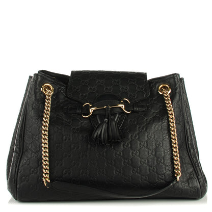Gucci Guccissima Medium Emily Shoulder Bag Black 1 of 7