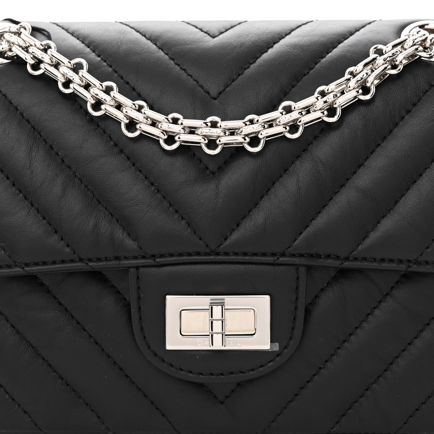Aged Calfskin Chevron Quilted 2.55 Reissue Mini Flap Black