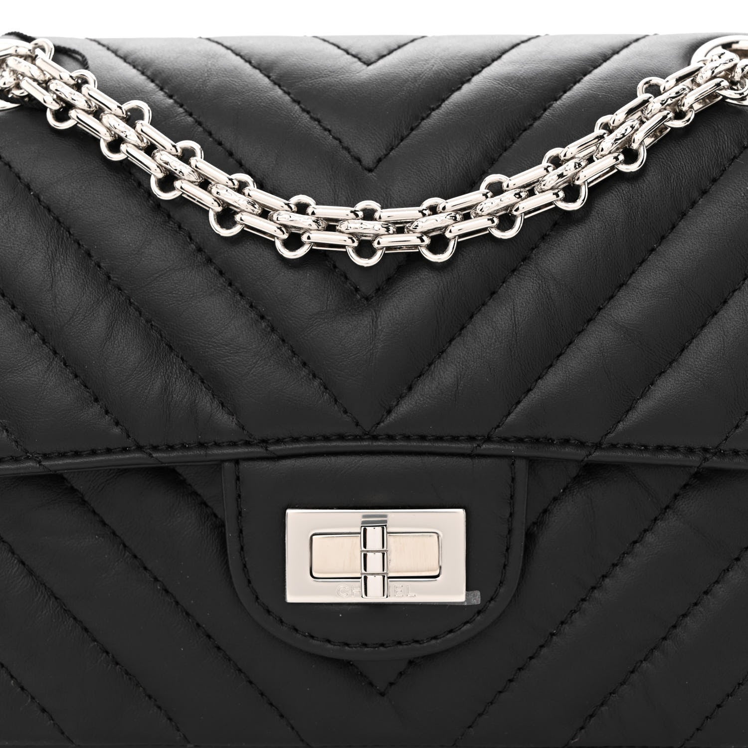 Chanel Aged Calfskin Chevron Quilted 2.55 Reissue Mini Flap Black 8 of 11