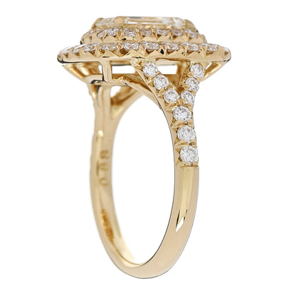 Parker & West by FASHIONPHILE 18K Yellow Gold Diamond 1.29ct Emerald Cut Double Halo Pave Engagement Ring 50 5.25 5 of 9