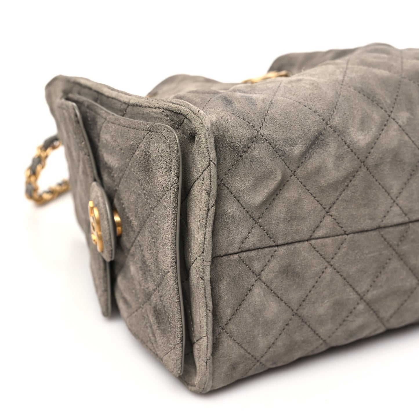 Suede Quilted Small Chanel 25 Handbag Grey