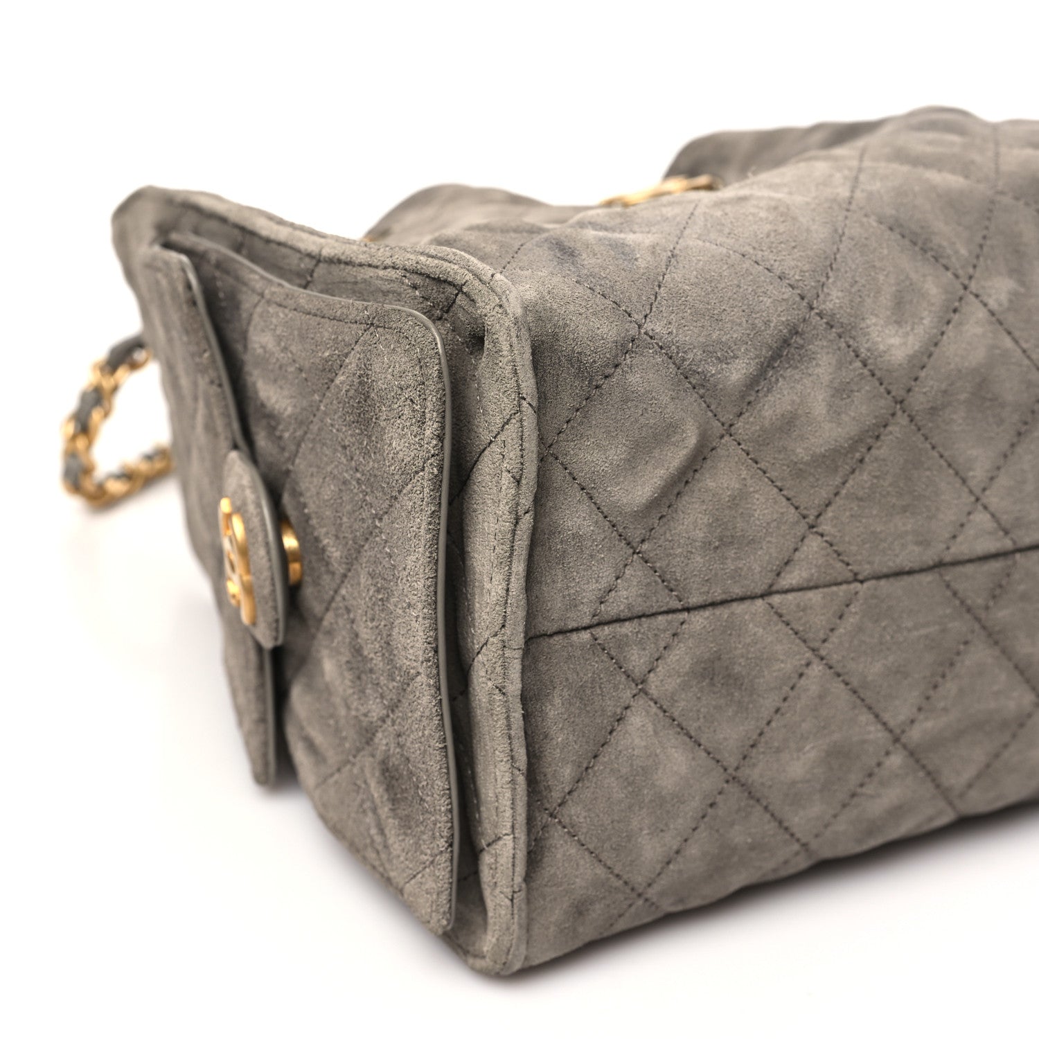 Chanel Suede Quilted Small Chanel 25 Handbag Grey 8 of 9