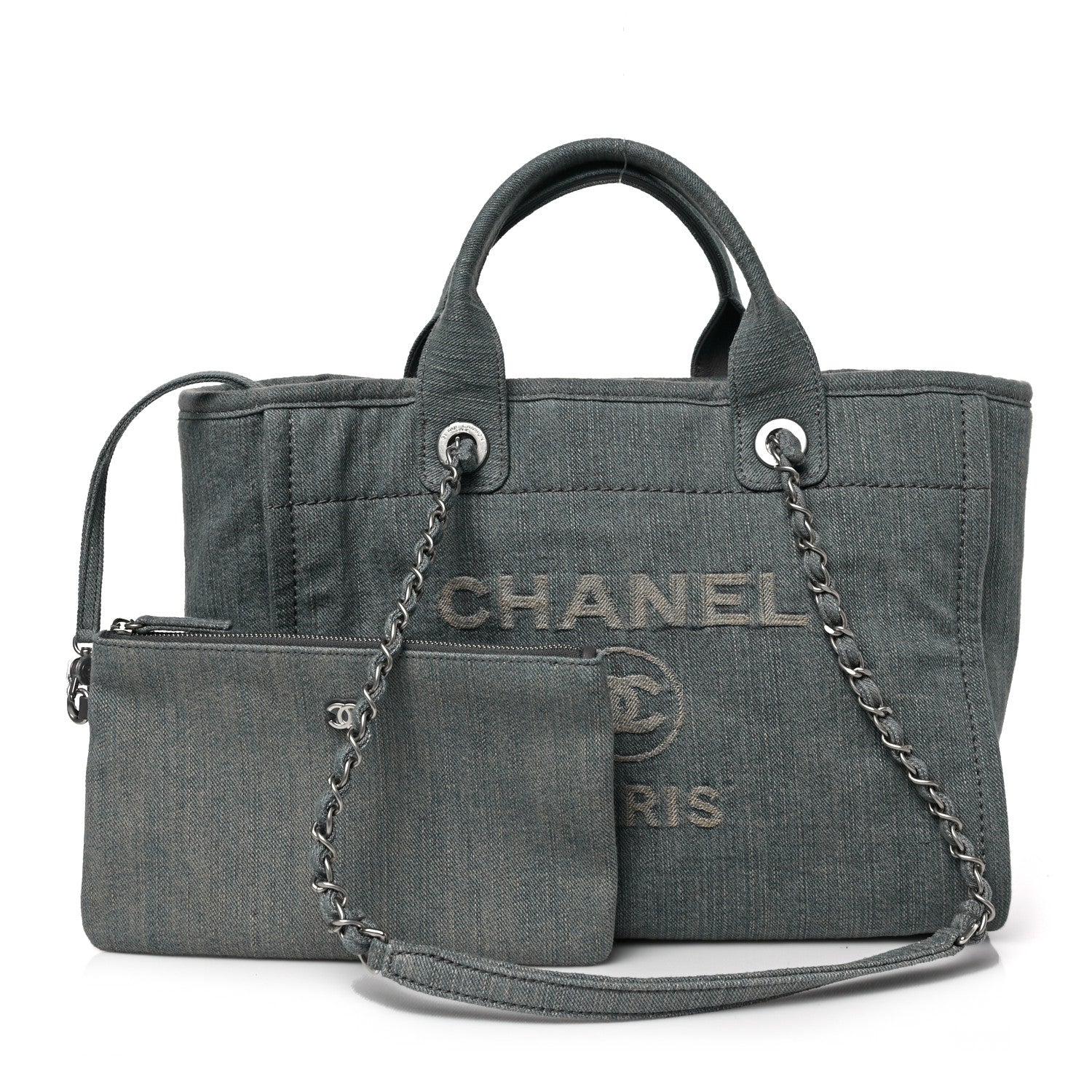 Chanel Denim Small Deauville Tote Light Blue 1 of 8